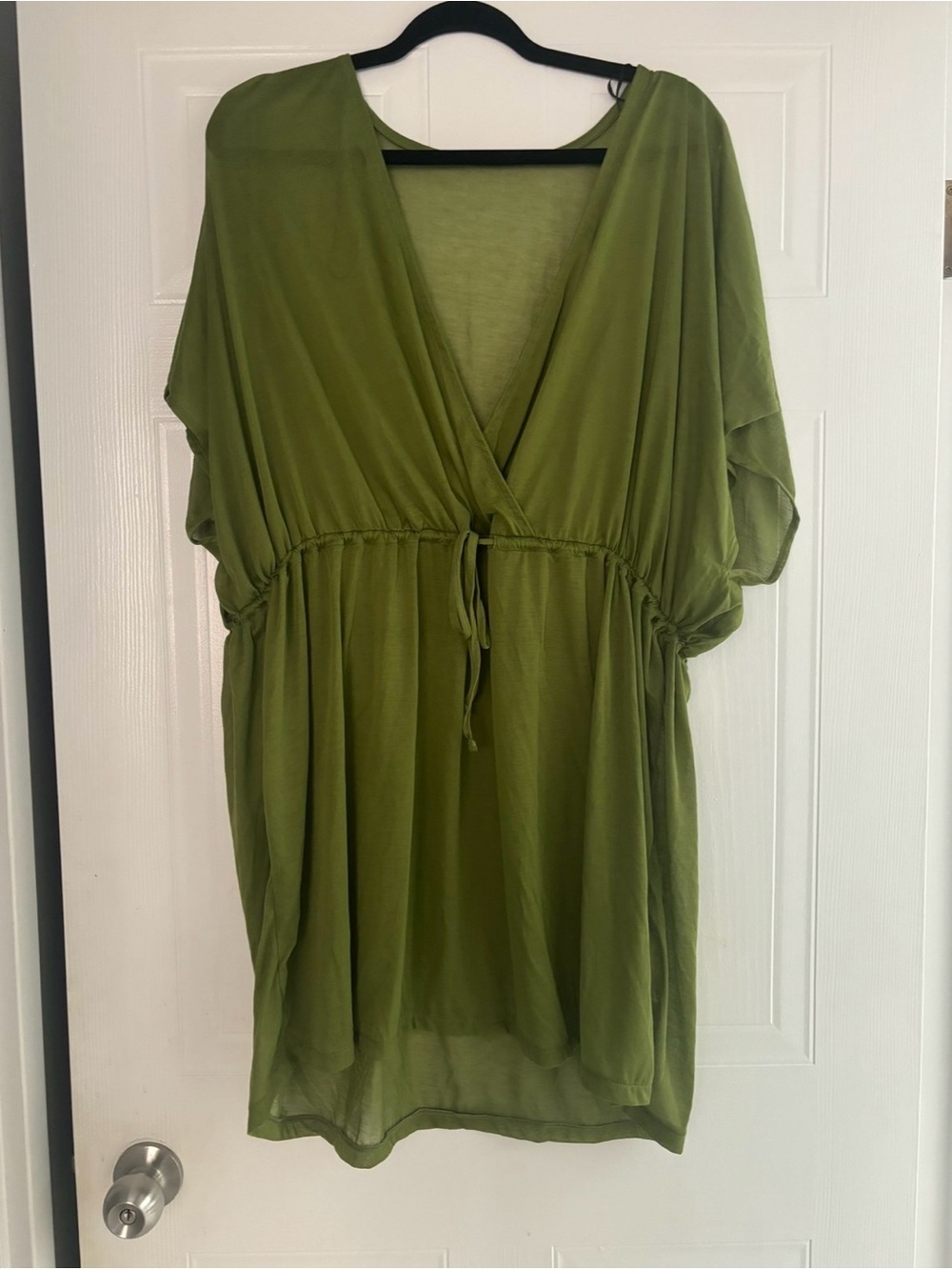 Olive Green V-Neck Beach Cover-Up